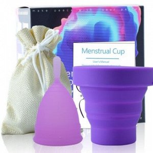 Менструальная чаша Menstrual Cup с контейнером для хранения, фиолетовая