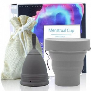 Менструальная чаша Menstrual Cup с контейнером для хранения, серая