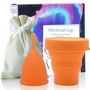 Менструальная чаша Menstrual Cup с контейнером для хранения, оранжевая