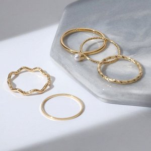 Кольцо набор 5 штук "Идеальные пальчики" искушение, цвет белый в золоте