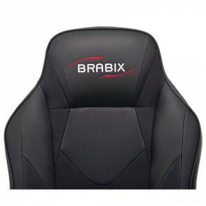 Кресло компьютерное BRABIX &quot;Game GM-017&quot;, экокожа/ткань, черное, 532641, GM-017_532641