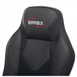 Кресло компьютерное BRABIX &quot;Game GM-017&quot;, экокожа/ткань, черное, 532641, GM-017_532641