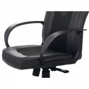 Кресло компьютерное BRABIX "Game GM-017", экокожа/ткань, черное, 532641, GM-017_532641