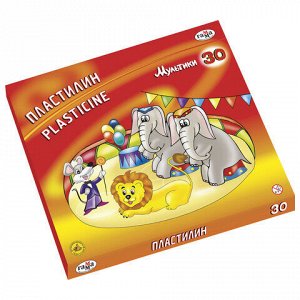 Пластилин классический ГАММА "Мультики", 30 цветов, 600 г, со стеком, картонная упаковка, 210119_04