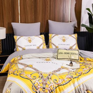Viva home textile Комплект постельного белья Сатин Роял Тенсель Матрикс на резинке TLAR012