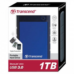 Внешний жесткий диск TRANSCEND StoreJet 1TB, 2.5", USB 3.0, синий, TS1TSJ25H3B