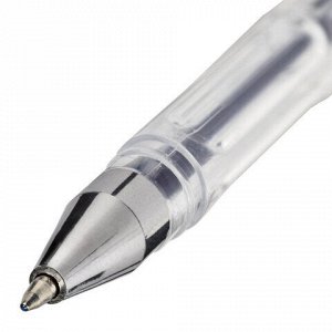 Ручка гелевая STAFF &quot;Basic&quot; GP-789, ЧЕРНАЯ, корпус прозрачный, хромированные детали, узел 0,5 мм
