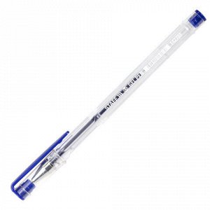 Ручка гелевая STAFF "Basic" GP-789, СИНЯЯ, корпус прозрачный, хромированные детали, узел 0,5 мм, 142788