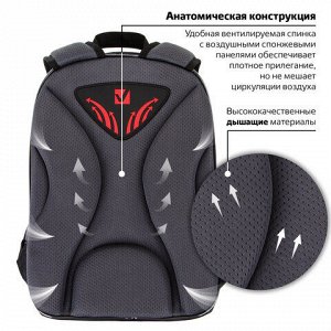 Ранец BRAUBERG QUADRO, 3 отделения, с брелком, "Ninja", 37х28х18 см, 229954