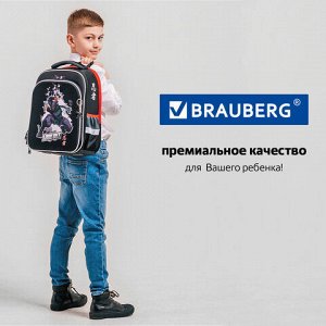 Ранец BRAUBERG QUADRO, 3 отделения, с брелком, "Ninja", 37х28х18 см, 229954