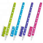 Ручка шариковая BRAUBERG SOFT TOUCH STICK &quot;FRESH ZONE HEARTS&quot;, СИНЯЯ, мягкое покрытие, корпус ассорти, узел 0,7 мм, 143700