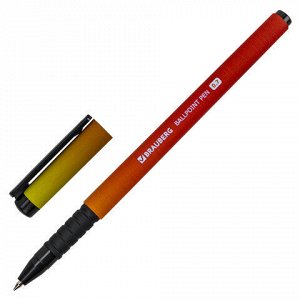 Ручка шариковая BRAUBERG SOFT TOUCH GRIP "GRADIENT NEON", СИНЯЯ, мягкое покрытие, ассорти, узел 0,7 мм, 143710