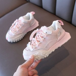 Кроссовки детские облегченный с сеткой, цвет белый/розовый