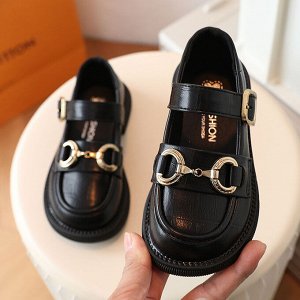 Туфли детские в стиле "Лофферы", цвет черный