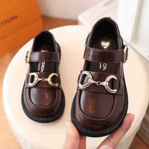 Туфли детские в стиле "Лофферы", цвет коричневый