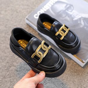 Туфли детские в стиле "Лофферы", цвет черный