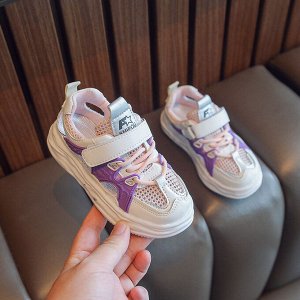Кроссовки детские облегченные, цвет белый/фиолетовый