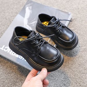 Туфли детские, цвет черный, на шнуровке