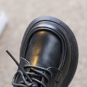 Туфли детские, цвет черный, на шнуровке