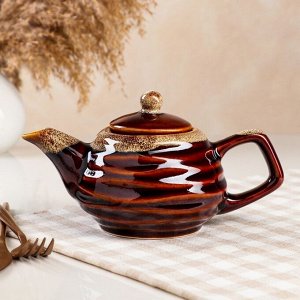 Чайник для заварки "Волна", коричневый, керамика, 0.5 л