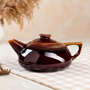 Чайник для заварки &quot;Плоский&quot;, коричневый, керамика, 0.8 л