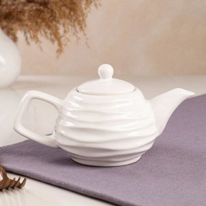 Чайник для заварки &quot;Волна&quot;, белый, керамика, 0.5 л