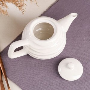 Чайник для заварки "Волна", белый, керамика, 0.5 л