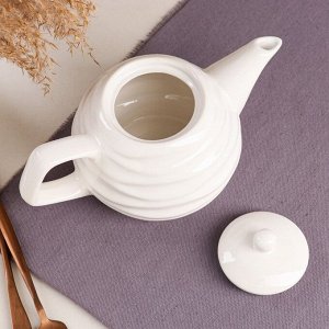 Чайник для заварки &quot;Волна&quot;, белый, керамика, 0.8 л