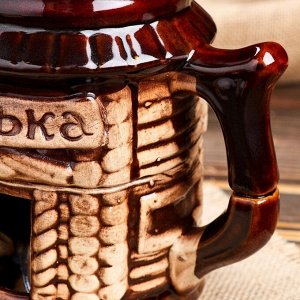 Пивная кружка "Банька", коричневая, керамика, 0.5 л