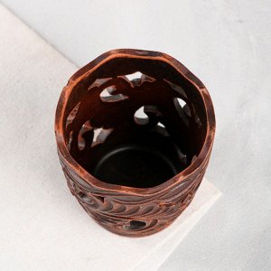 Салфетница "Глинка", резка, красная глина, 10 см
