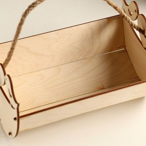 Кашпо деревянное 221512 см уникальное "Птичкина кормушка Лайт", ручка верёвка, натуральный