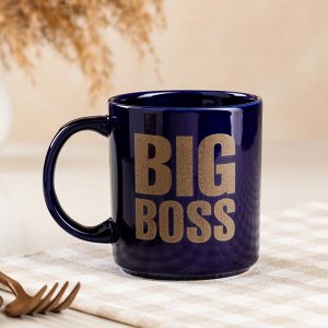 Кружка "Big Boss", синяя, керамика, 0.35 л, 1 сорт, микс