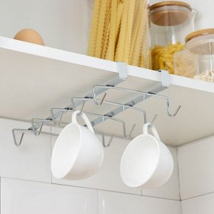 Держатель для кружек подвесной на 10 предметов Доляна, 27.5x14x6.5 см, серебристый