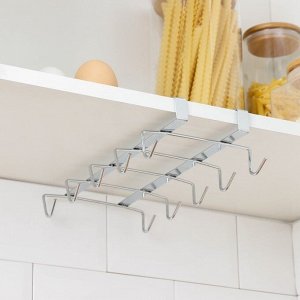 Держатель для кружек подвесной на 10 предметов Доляна, 27.5x14x6.5 см, серебристый