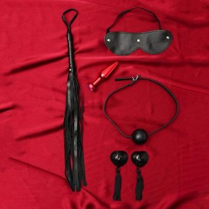 Эротический набор: маска, кляп, пэстисы, плётка, + подарок микс