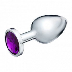 Анальная пробка, серебряная, с тёмно-фиолетовым кристаллом, D = 34 мм 5215658