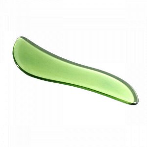 Скребок гуаша Волна - зеленое стекло для массажа лица и тела