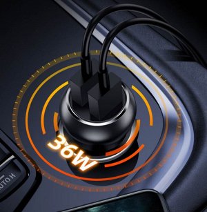 Автомобильное зарядное устройство Hoco Sharp Speed Dual Port / 36W QC3.0