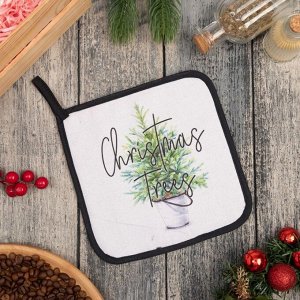 Прихватка Christmas trees 19x19 см, саржа, 100% хлопок, ватин 250 г/м²