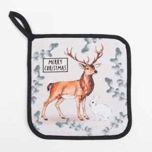 Прихватка Merry Christmas 19x19 см, саржа, 100% хлопок, ватин 250 г/м²