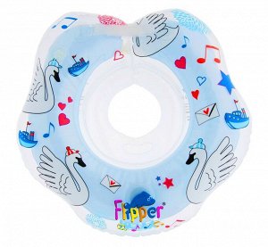 круг на шею для купания малышей надувной Flipper 0+ с музыкой из балета "Лебединое озеро" голубой.