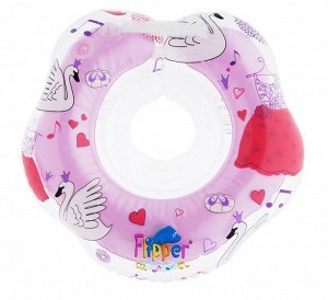 Круг на шею для купания малышей Надувной Flipper 0+ с музыкой из балета "Лебединое озеро" розовый.