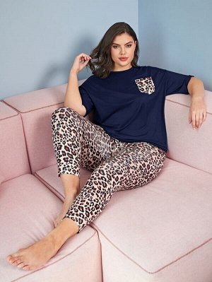 Пижама размера плюс с леопардовым принтом