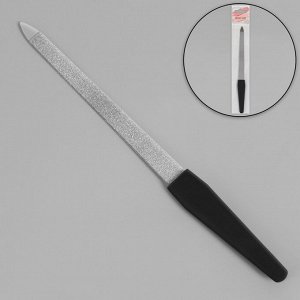 Пилка металлическая для ногтей, прорезиненная ручка, 17 см, цвет чёрный