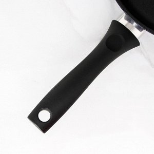 Сковорода «Традиция», d=22 см, пластиковая ручка, стеклянная крышка, утолщённое дно, антипригарное покрытие, цвет чёрный