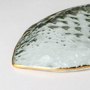 Блюдо стеклянное сервировочное «Рыбка», 13x24 см, с золотой каймой