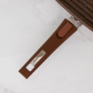 Сковорода-гриль «Гранит», 26?26 см, съёмная ручка, стеклянная крышка, антипригарное покрытие, цвет коричневый