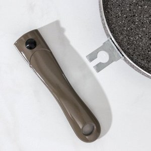 Сковорода Onyx, d=26 см, съёмная ручка, стеклянная крышка, антипригарное покрытие, цвет серый