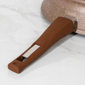 Сковорода «Гранит», d=30 см, съёмная ручка, стеклянная крышка, антипригарное покрытие, цвет коричневый