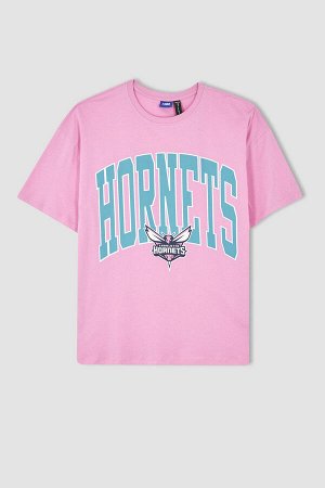 Футболка Defacto Fit NBA Charlotte Hornets Licensed Oversize с круглым вырезом